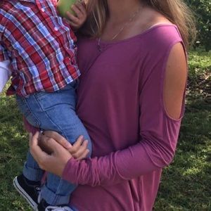 Pink Cold Shoulder Top